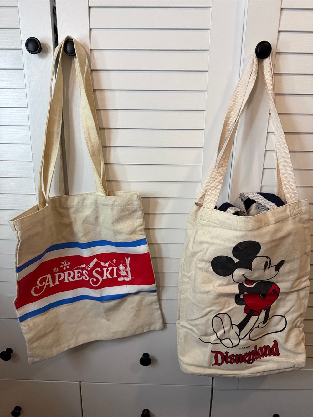 Disney Mickey Mouse Cream Canvas Tote with Red and Blue Accents